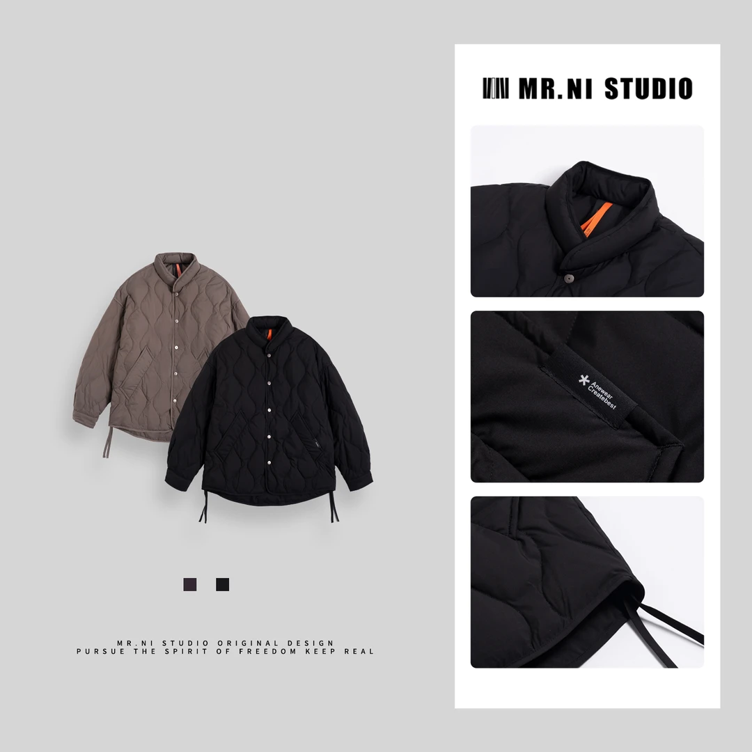 MR.NI/倪先生「松弛暖意」轻量感锁温葫芦压花绗线弧摆飘带羽绒服