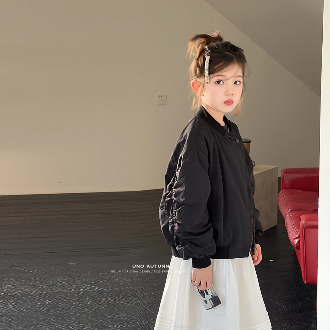 「UNO AUTUNNO」【南风】冲锋料女中大童短款夹克运动棒球服GQ1597