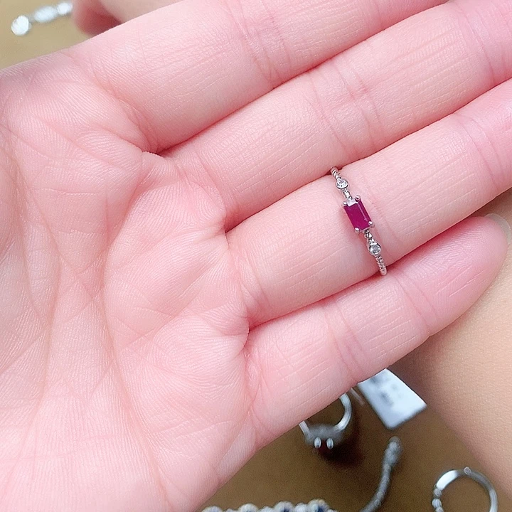 戒指红宝石银S925镶嵌