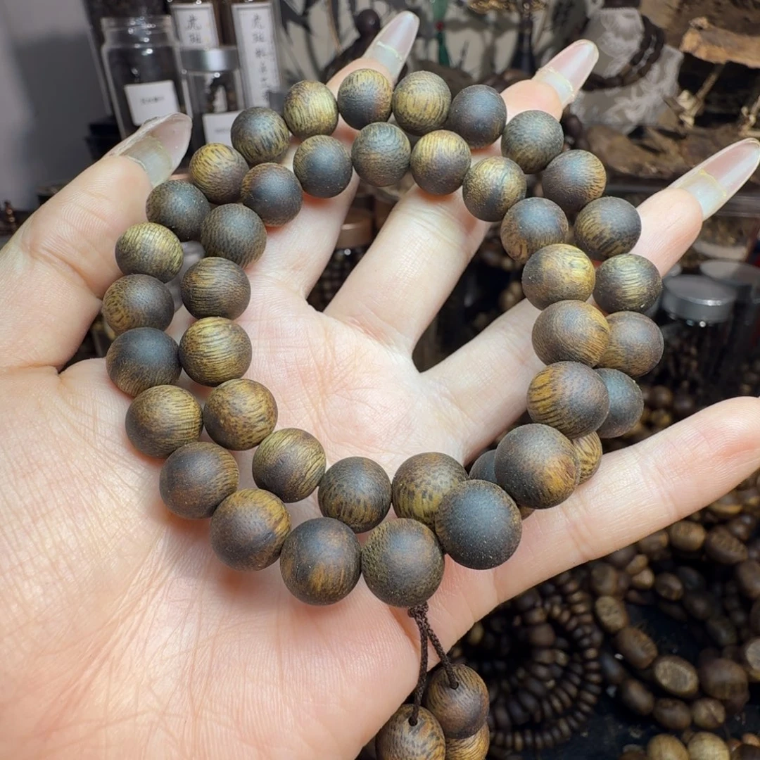 沉香沉香碎屑1.0圆珠老料双圈