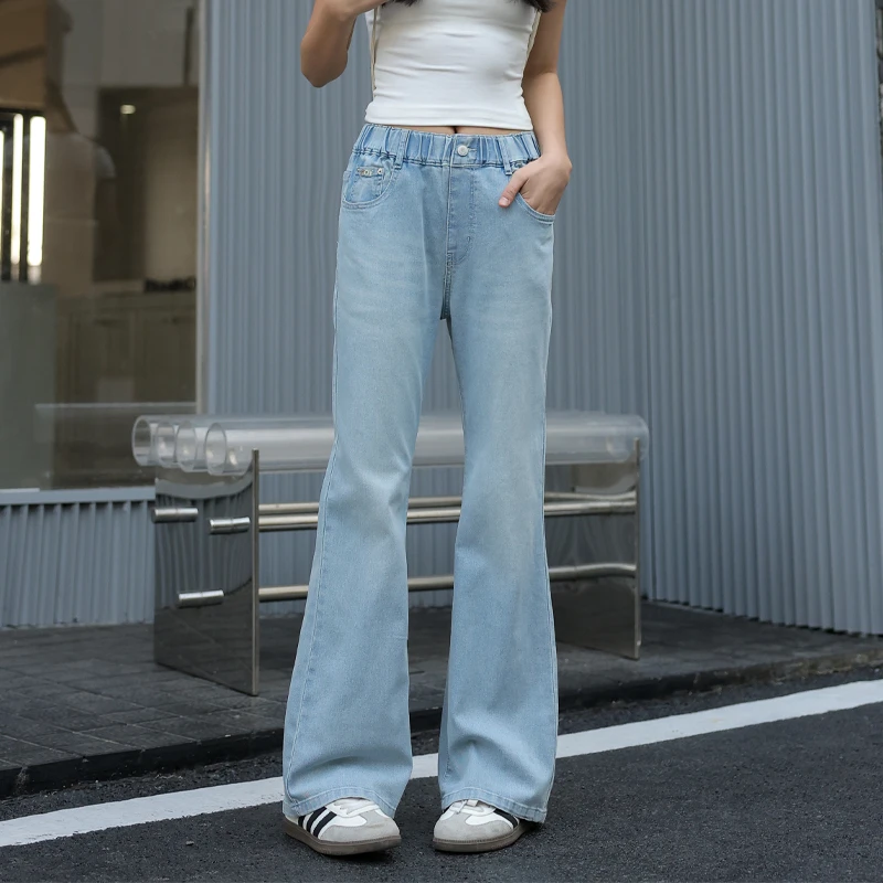 骄骄虎女童夏季薄款牛仔裤2025新款初中生高中生喇叭裤微喇裤7156