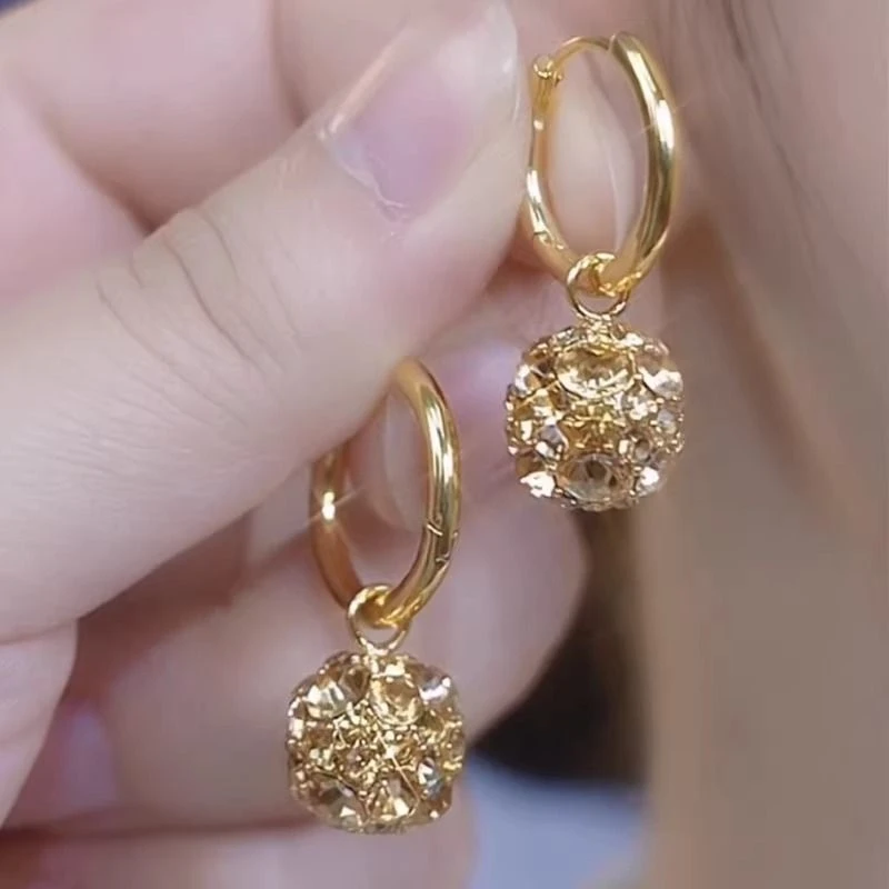 气质美拉德球耳扣2024新款轻奢高级感耳环小众设计百搭耳饰