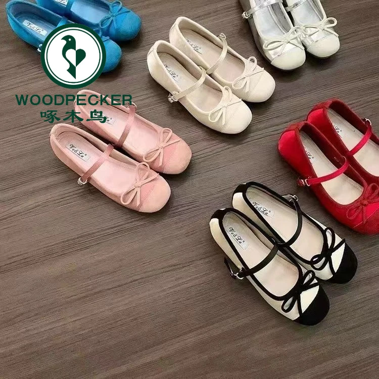 啄木鸟法式温柔蝴蝶结玛丽珍鞋女鞋内增高早春新款芭蕾舞鞋单鞋子
