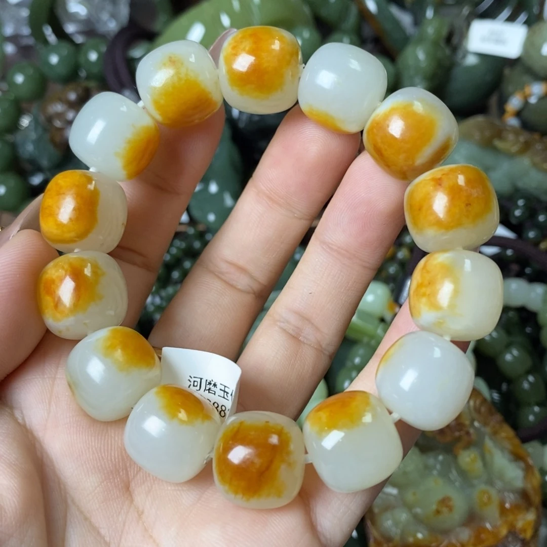 玉手工手串颗颗带皮卡16