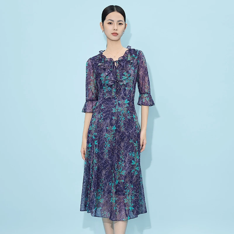 MY TENO马天奴女装连衣裙裙子显瘦气质长袖时尚收腰中长款VHS127