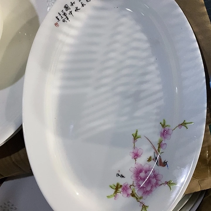摆件水点桃花鱼盘