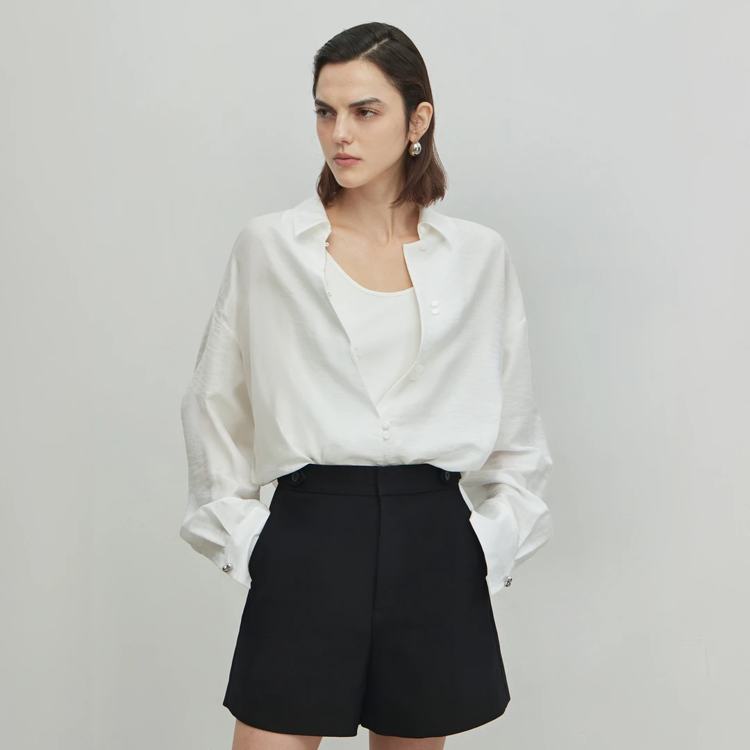 LYNEE 新中式轻薄通透感双扣禅意气质衬衫衬衣女 LGD2ESW251