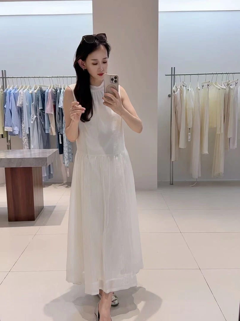 连衣裙-81827韩版小众设计感圆领无袖