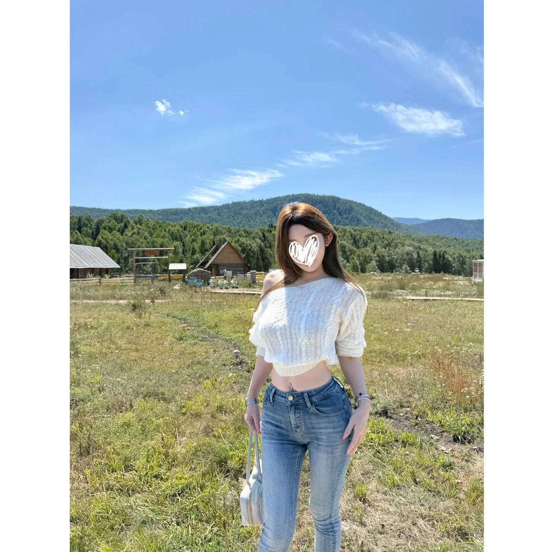 【肌肤之享】斜肩百搭新款气质时尚毛衣#M0515