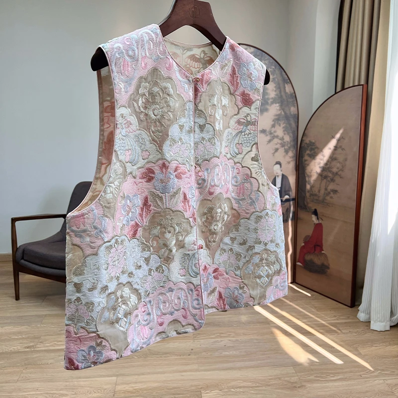 拉贝碧 【春云叠絮】2025夏季新款桑蚕丝欧根纱重工刺绣新中式马甲