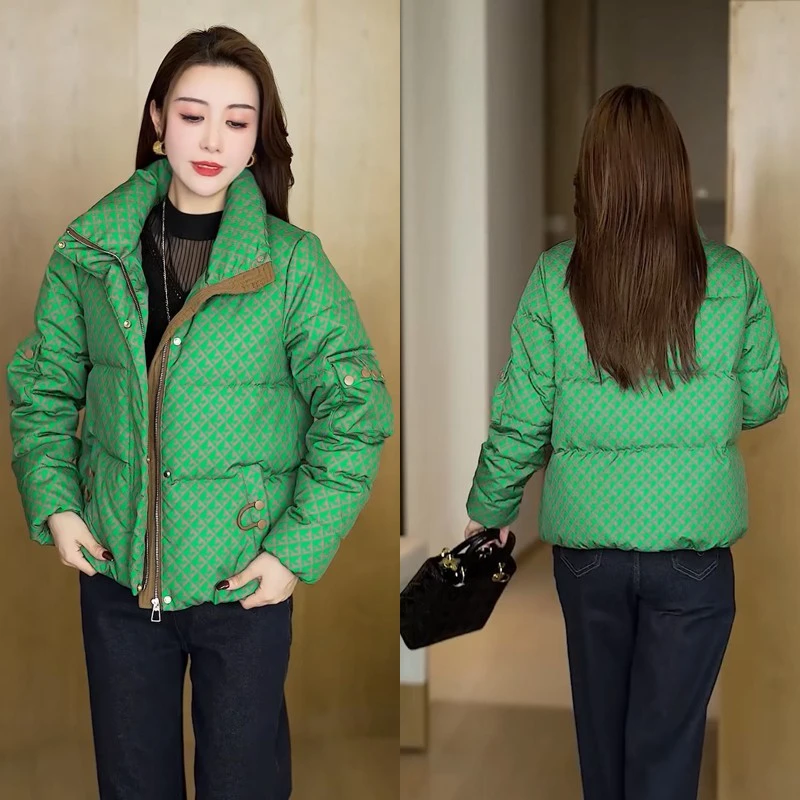 网红短款棉衣外套女装新款韩版小棉袄百搭时尚千鸟格加厚保暖棉服