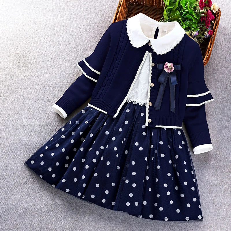 女童2025春秋新款连衣裙洋气网红小香风秋季两件套毛衣公主裙