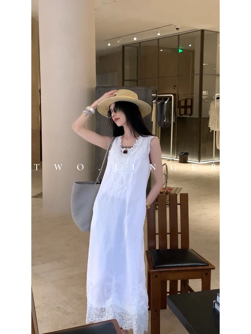 二静子极简约静奢（罗马假日）耀眼的风景线水溶钩花连衣裙 CX96777