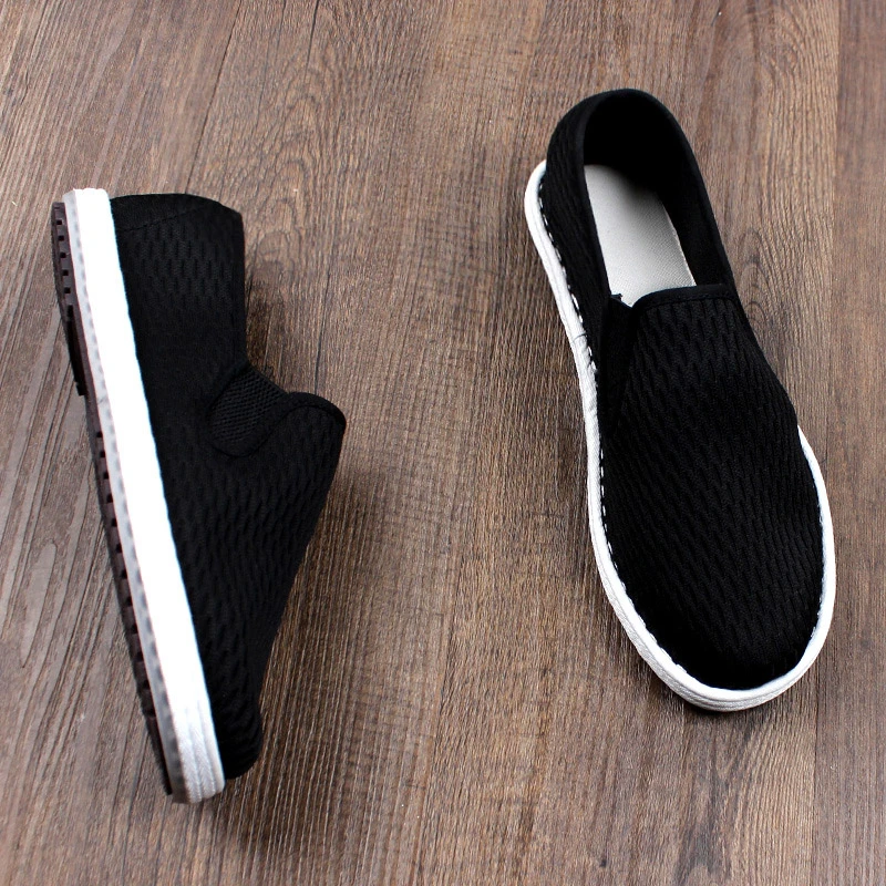 2025新款夏季老北京布鞋男透气网面一脚蹬耐磨轻便软底不累脚网鞋