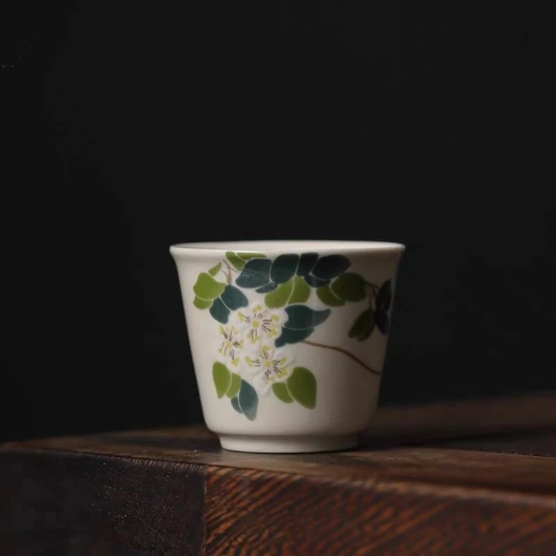 东瓷《山茶花》草木灰客杯/容量30毫升