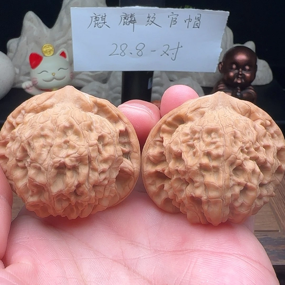 把件文玩核桃麒麟纹官帽