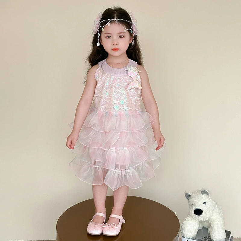 女童连衣裙夏季2025新款洋气女孩宝宝夏装蛋糕蓬蓬裙儿童公主裙子