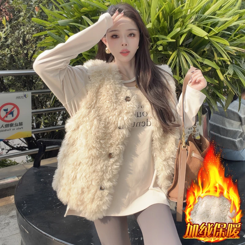 韩系潮流时尚马甲女2025年冬季新款加厚加绒保暖马夹背心外套上衣