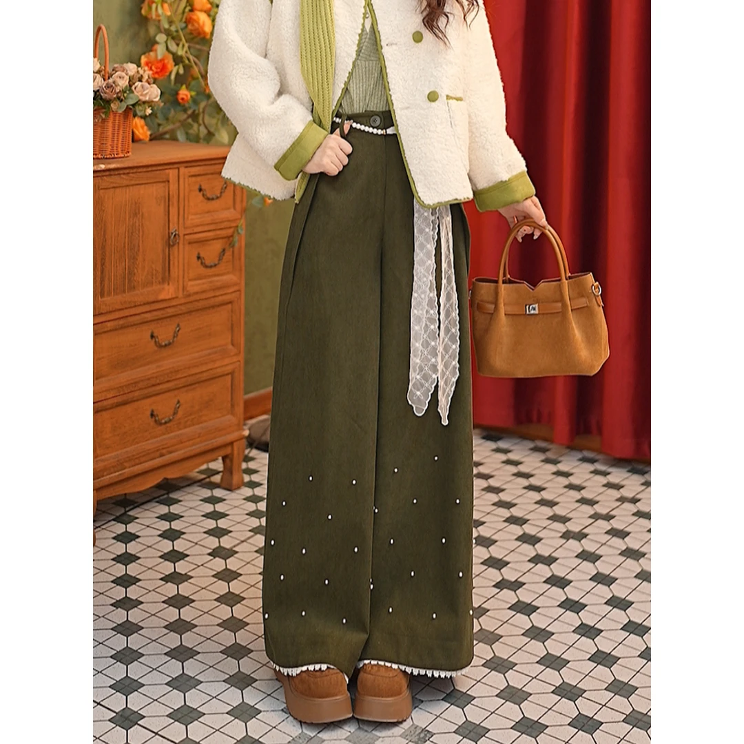 小小复古 25新款秋冬百搭时尚高腰显瘦小众休闲裤#J14682