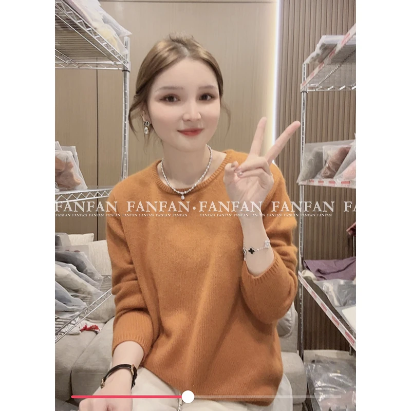 【南瓜套头】时尚宽松慵懒风短款小个子圆领套头毛衣女FFX2028