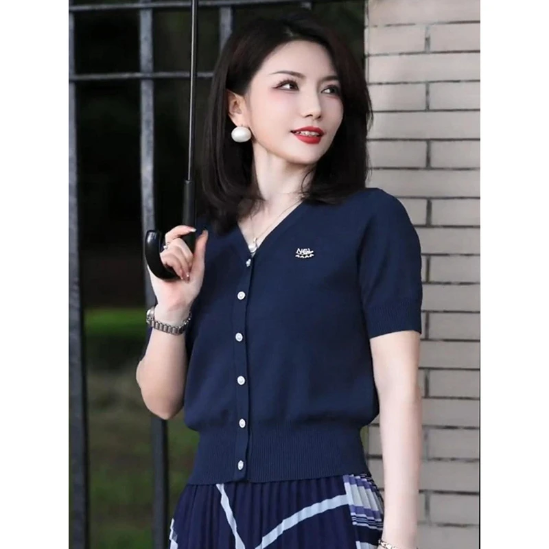 气质轻洋气显瘦开衫时髦宽松百搭短袖上衣1022