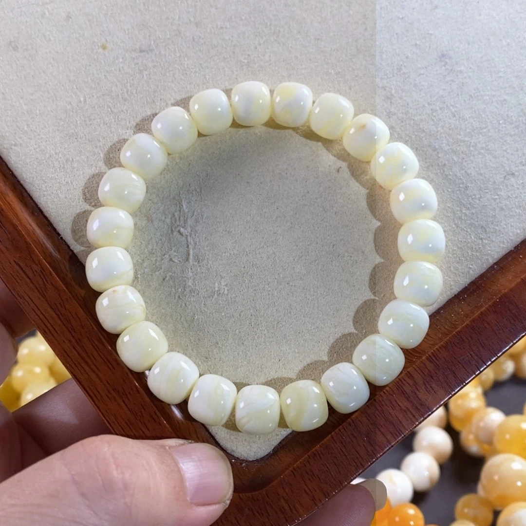 琥珀裸石未镶嵌10mm同料虎皮纹手串
