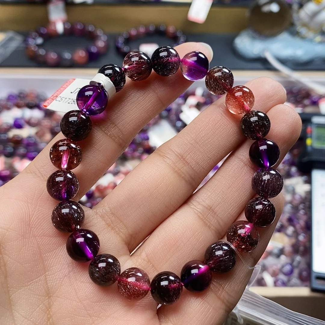 未镶嵌手链水晶满矿黑加仑超七8.8m J729