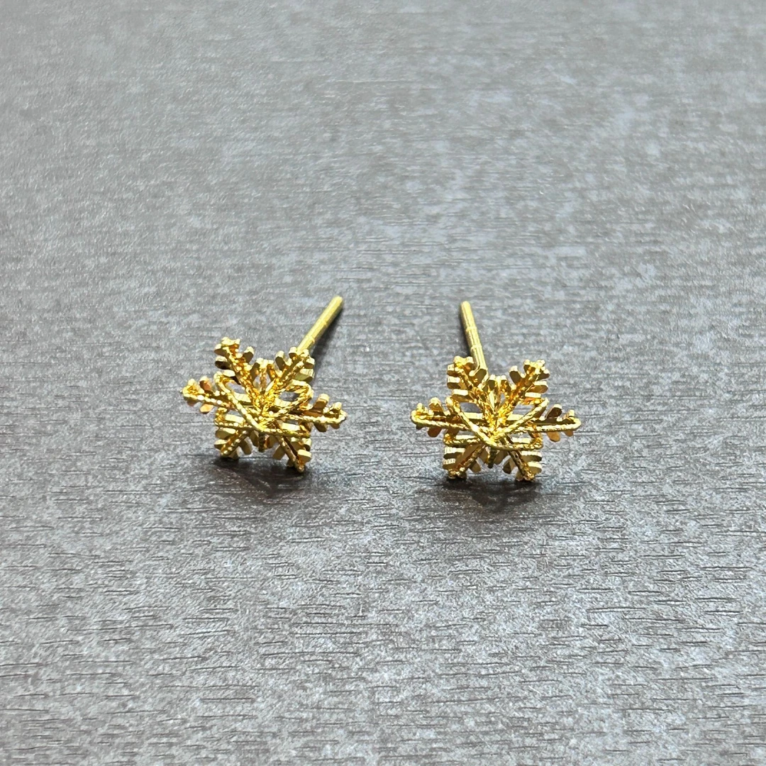 【销冠专享】足金999投资金攒黄金雪花耳钉ZBHJE677克重多退少补