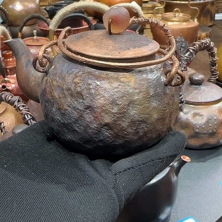 紫铜手工制作约200毫升容量提梁壶