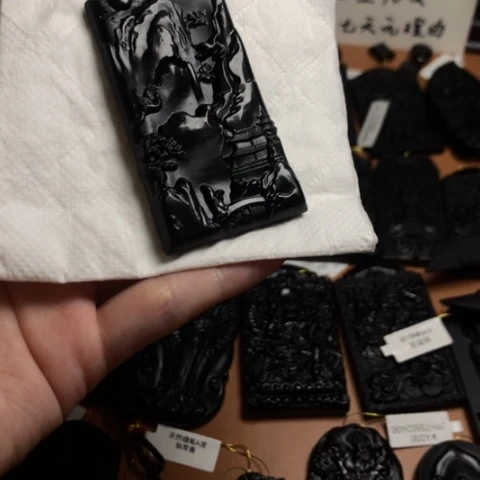 天然缅甸a货钢琴黑挂件