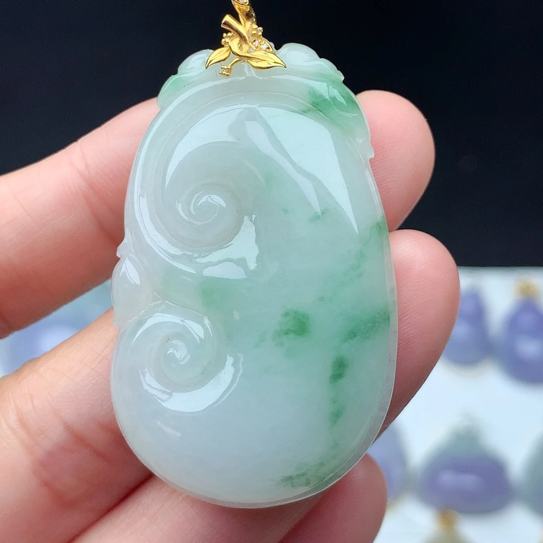 翡翠18K金镶嵌吊坠(不含链)