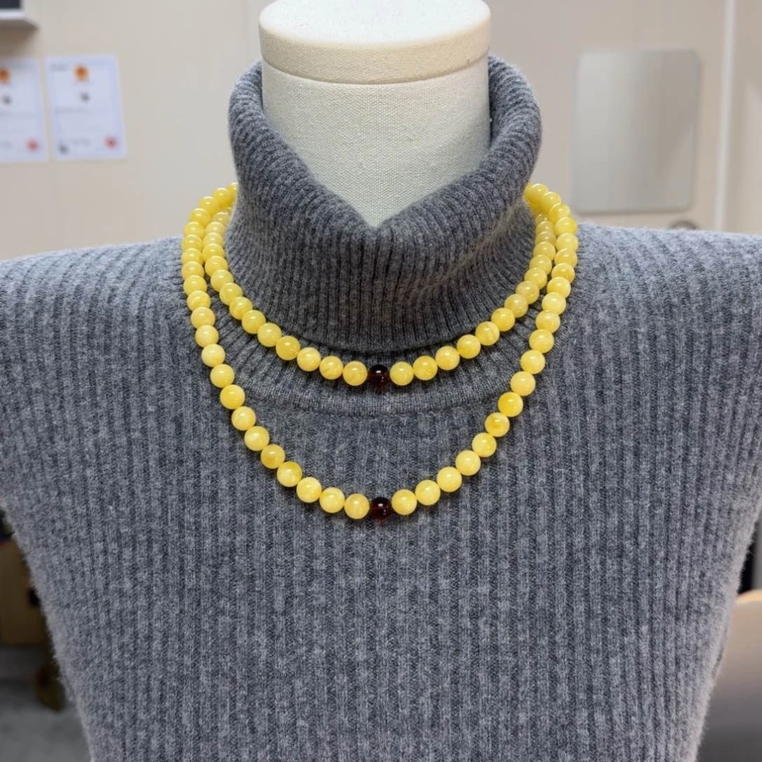 蜜蜡未镶嵌颈饰无优化无烤色无补胶 108佛珠