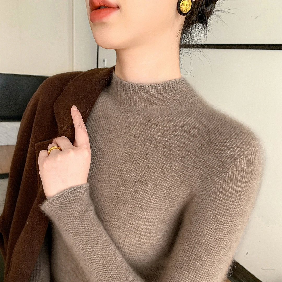 【一线成衣全无缝】修身型针织不褪色套头款毛针织衫长袖修身打底衫