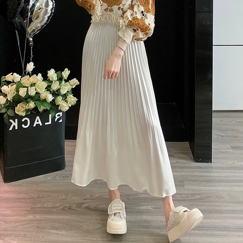 春秋新款半身裙女温柔白色鱼尾裙小个子百褶裙设计感小个子a字裙