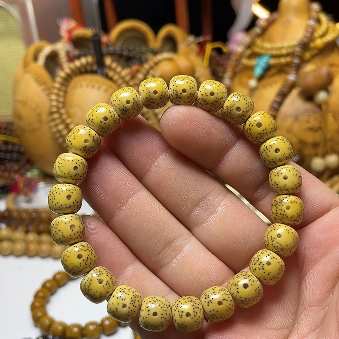 手串星月菩提10-9老型桶月朗星稀鸡油黄
