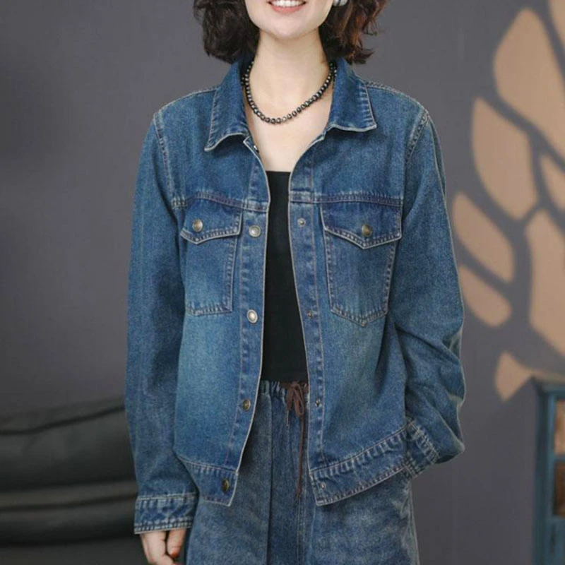 8731蓝#2025新款水洗牛仔外套百搭牛仔上衣显瘦长袖牛仔夹克
