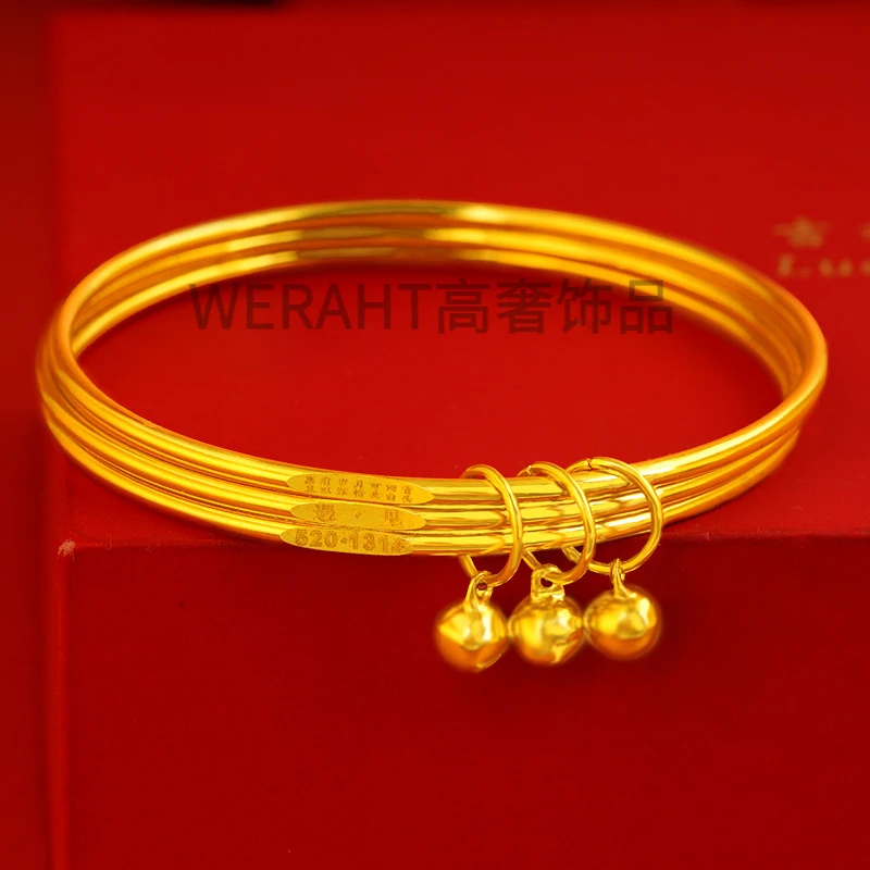 铜合金手镯 三生三世三圈铃铛手镯时尚饰品多圈手环古法女式