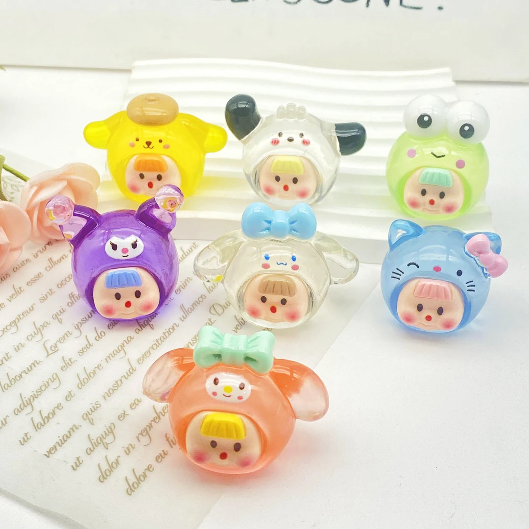 【直播拆】透色卡通冰透三丽鸥妹妹圆滚滚diy饰品配件创意摆件挂件