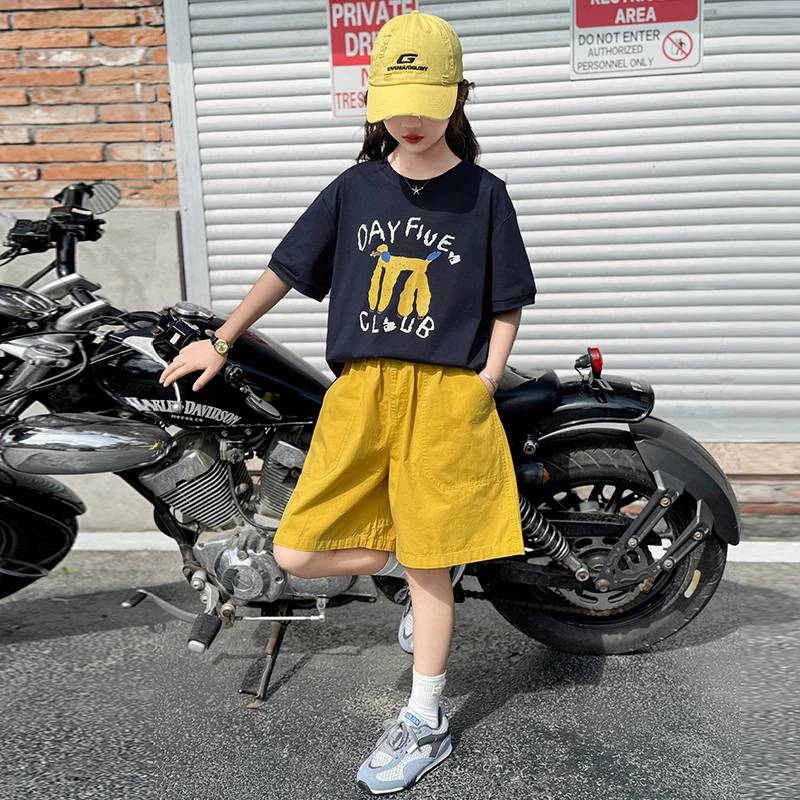 女童夏季套装2025新款儿童短裤夏装两件套小女孩甜酷洋气时髦运动