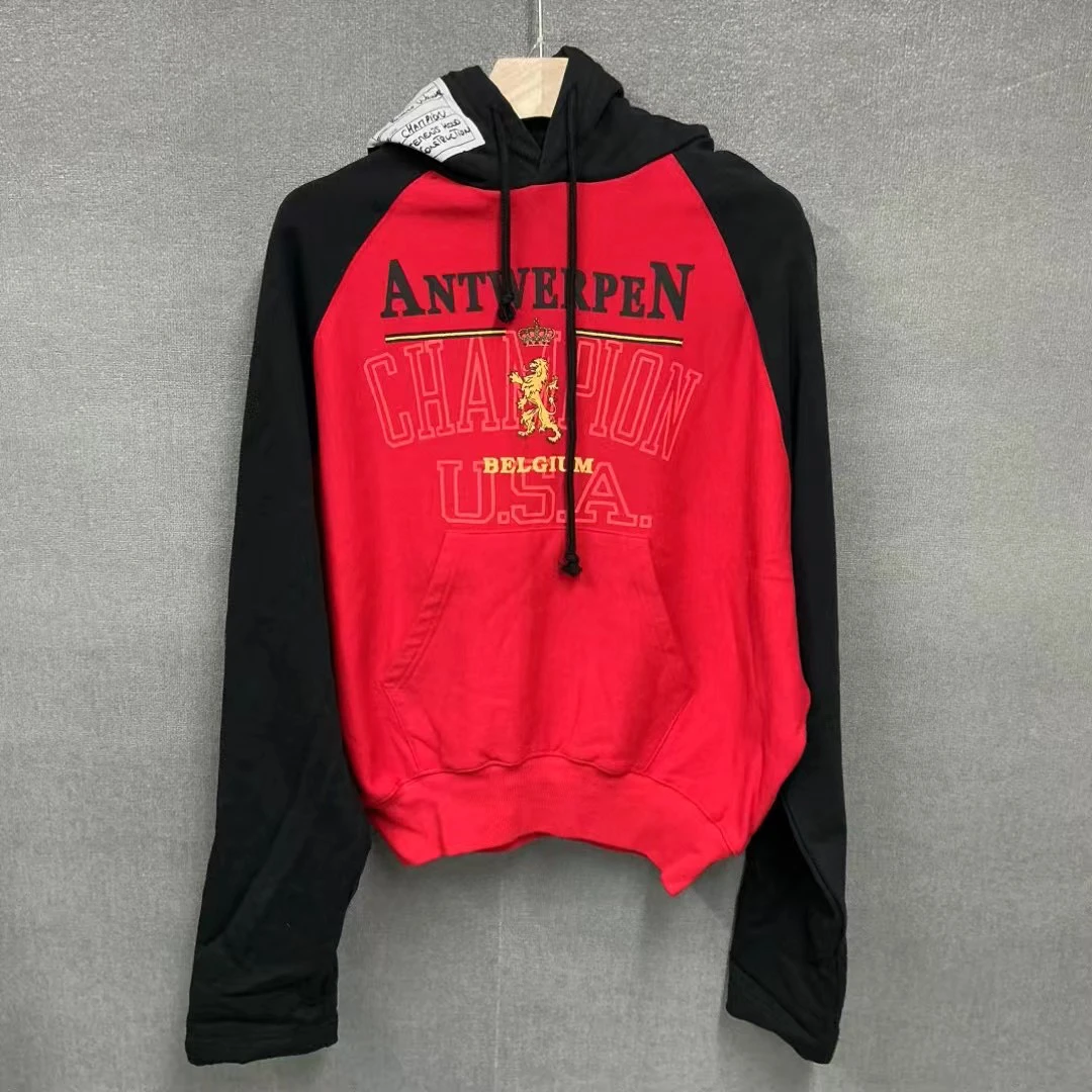 99新 VETEMENTS 冠军联名秀款拼色刺绣帽衫卫衣/xs码s码各一件