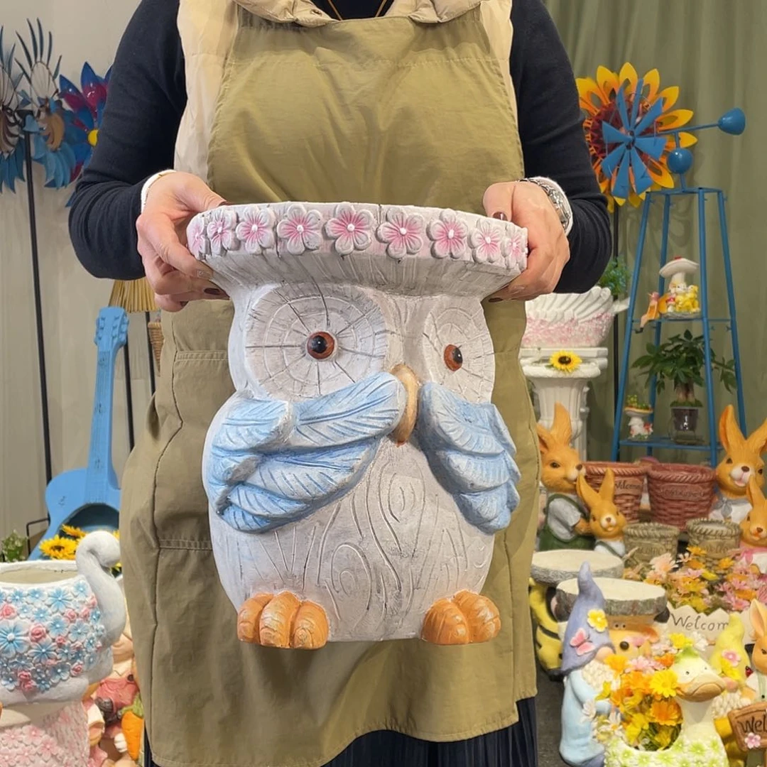 茶宠猫头鹰坐凳花托