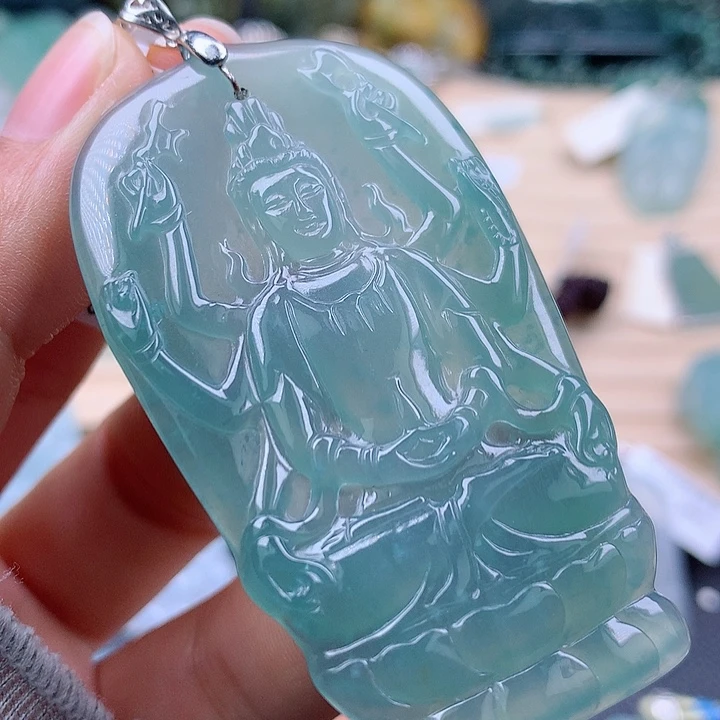 【闪购商品】翡翠颈饰银S925镶嵌翡翠吊坠