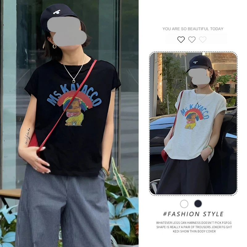 2025年夏季新款韩版宽松透气洋气时尚百搭款印花休闲短袖圆领T恤