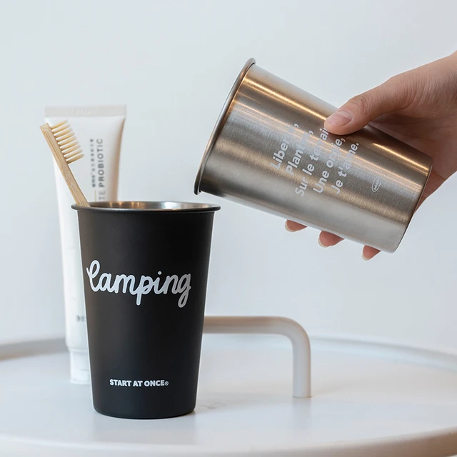 美式不锈钢漱口杯加大女洗漱情侣牙刷杯子男耐摔牙缸家用卫生间