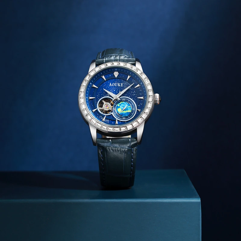 AOUKE/奥刻魅影系列星空镶钻男士自动机械腕表kk310