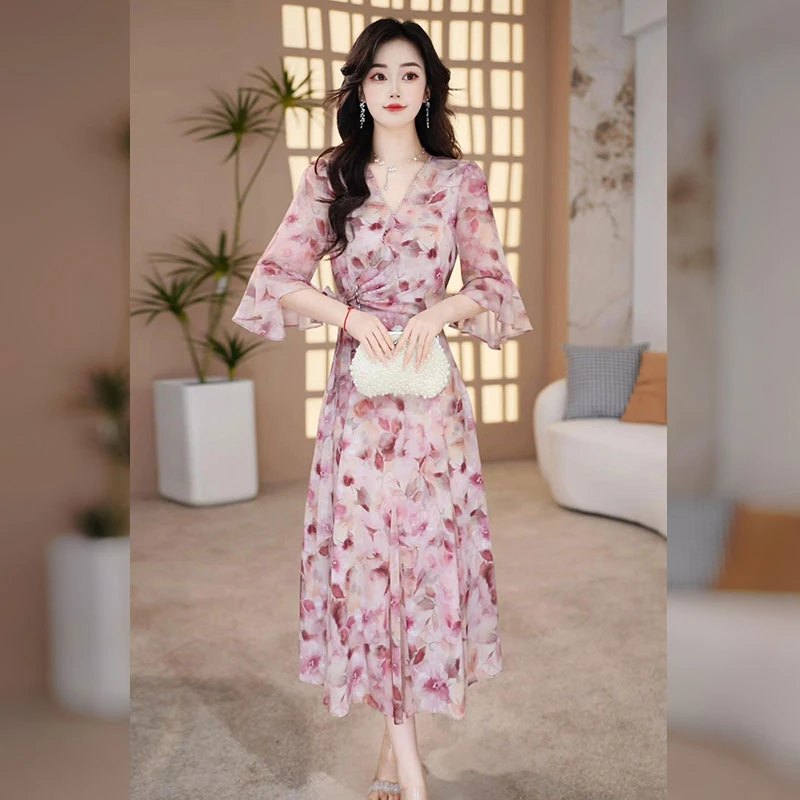 【千羽定制】女人味碎花连衣裙2025年夏季新款气质修身显瘦鱼尾裙子