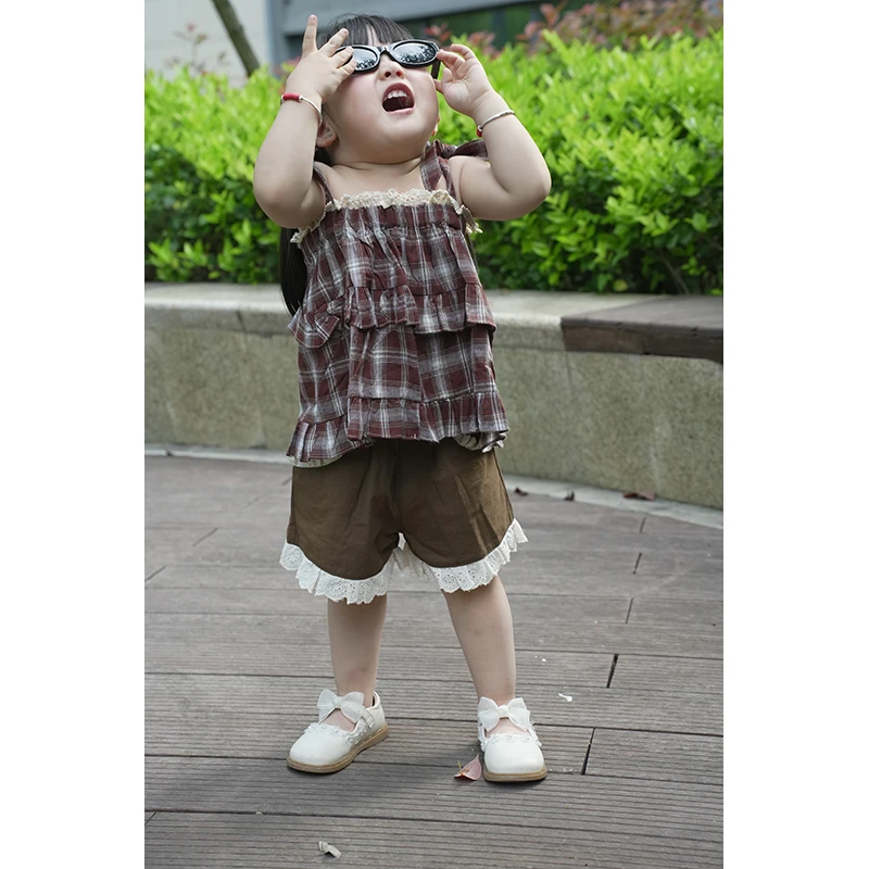 【Koala抱抱屋】新款夏季格纹女宝超萌吊带儿童薄款上衣女童女款