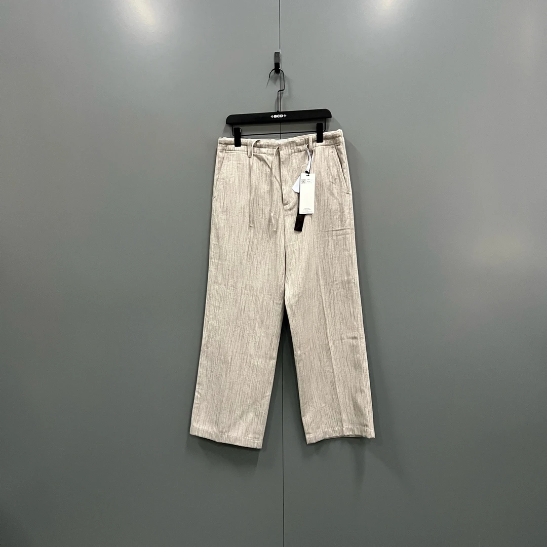 99新 BOTTEGA VENETA/葆蝶家 楠 BV 米色条纹中腰直筒裤 020811