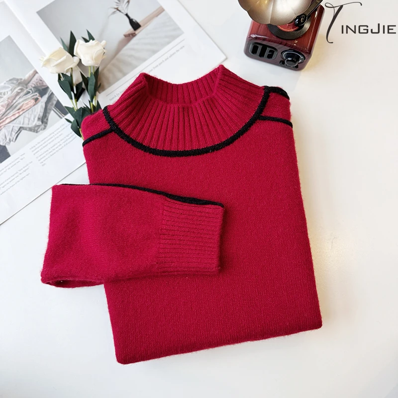 婷姐【走秀款】【100%羊毛】加厚秋冬新款时尚高级洋气套头毛衣B1826