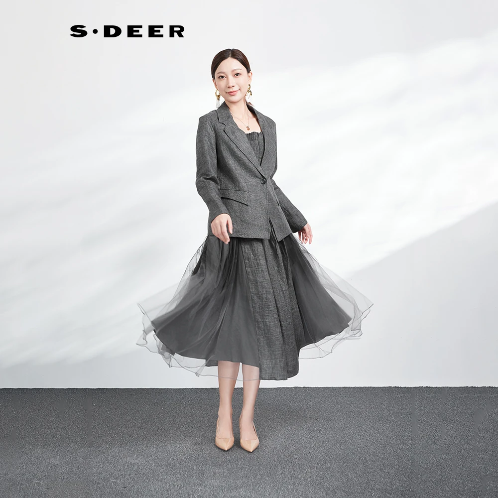 【粉丝专享】圣迪奥简约修身时尚轻奢气质女装连衣裙S233Z1408